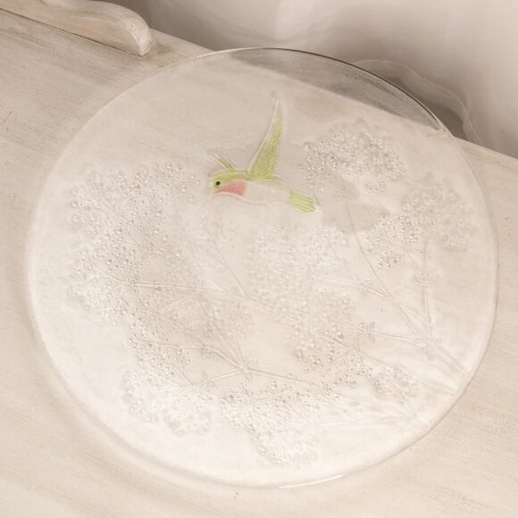 Vintage LE Smith Large Clear Glass Hummingbird Plate - Picture 2 of 4